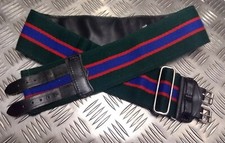 Genuine British Green With Red/Blue Stripes Double Buckles Stable Belt