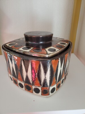 RARE VINTAGE 50s-60s Eduardo Vega MID CENTURY MODERN Geometric CUBIST VASE JAR