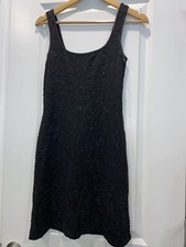 Vintage Cache Black Beaded Sleeveless Cocktail Dress Size Small