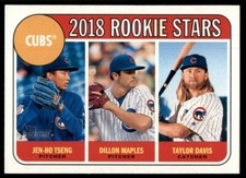 2018 Topps Heritage #297 Taylor Davis Dillon Maples Jen-Ho Tseng Rookie Stars