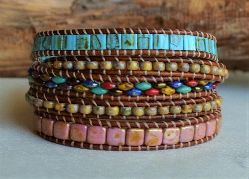 Hummingbird Wrap Bracelet Multi-color Leather Wrap Multi-Wrap Handmade by Yevga - Picture 6 of 6