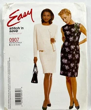 2001 McCalls Sewing Pattern 0907 Womens Unlined Jacket & Dress Size 14-20 10836