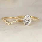 2.50 TCW Oval Cut VVS1 Moissanite Bridal Set Wedding Ring 14k Yellow Gold Plated