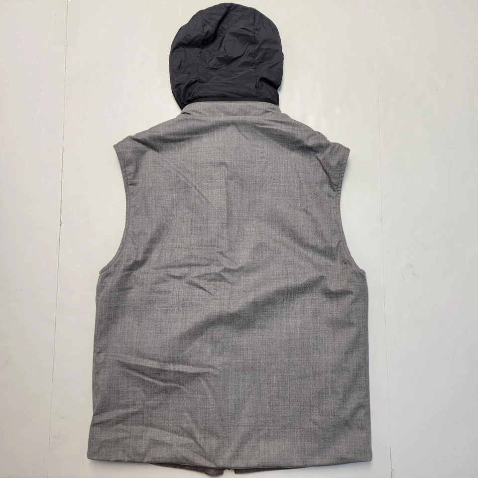 $1450 Chaleco con Capucha Luciano Barbera 100% Lana Franela Gris Para Hombre XL (56) Cremallera Completa Foto 3 de 4