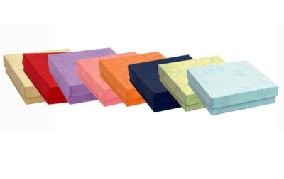 100 Assorted Pastel Color Cotton Filled Jewelry Boxes 2 X 1 1/2 X 3/4