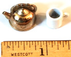 VINTAGE DOLLHOUSE TEA POT, CUP — photo 2