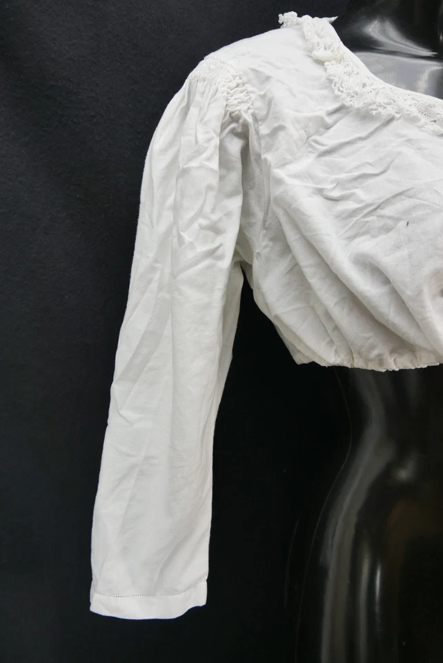 Gr.48 Dirndlbluse weiß Bluse für Dirndl Baumwolle mit Spitze B10614 - Bild 3 von 4
