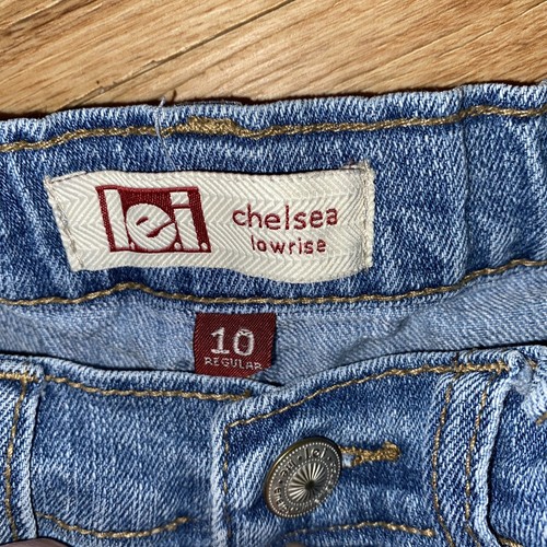 Lei chelsea lowrise jean shorts girls size 10 blue decorative leg - Picture 3 of 7