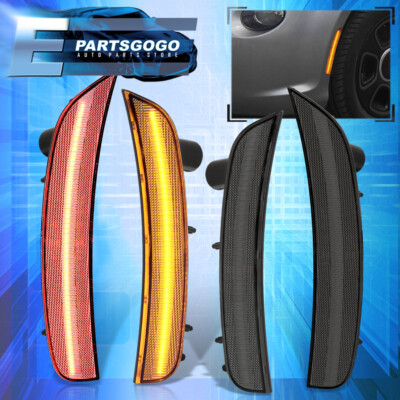 For 12-19 Fiat 500 500e Smoke Front + Rear LED Side Marker Lights Driving Lamps