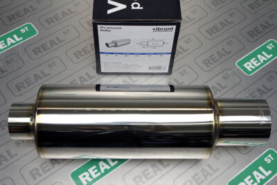 Vibrant TPV Round Muffler (21.25'' Long) w/ 4'' Round Straight Cut Tip 3'' Inlet