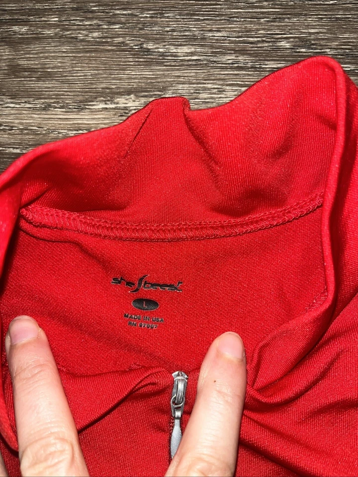 Camiseta de ciclismo Shebeest para mujer grande roja #SS Foto 2 de 3