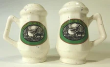 Amish Country Salt & Pepper Shakers Vintage Handle Pitcher 3.25" Cream Speckles