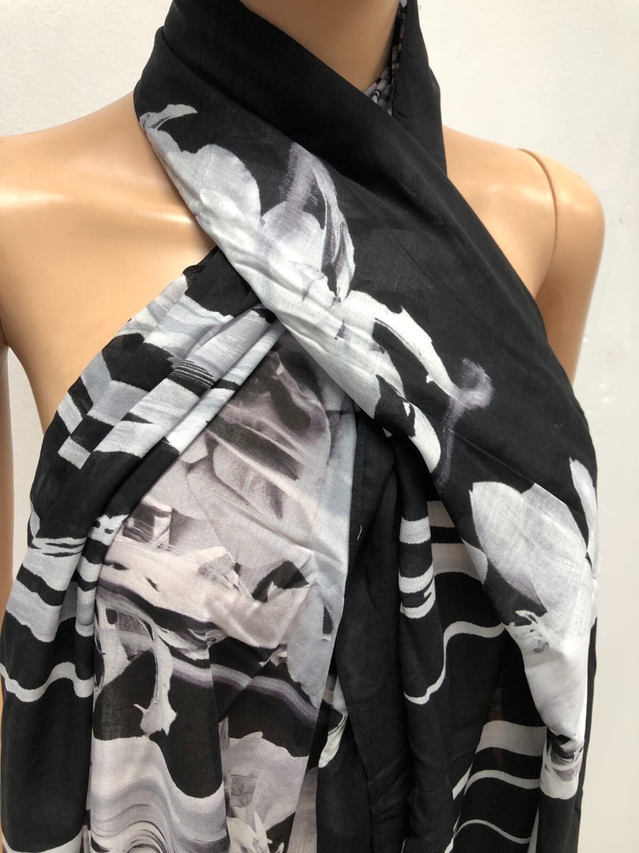 Foulard Faith Connexion Femme - Noir Et Blanc - Viscose - Neuf Avec étiquettes