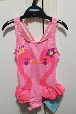 BABY GIRL 18 - 23 MONTHS SWIMSUIT ALL IN ONE, PINK FLAMINGO'S,  BEACH, POOL