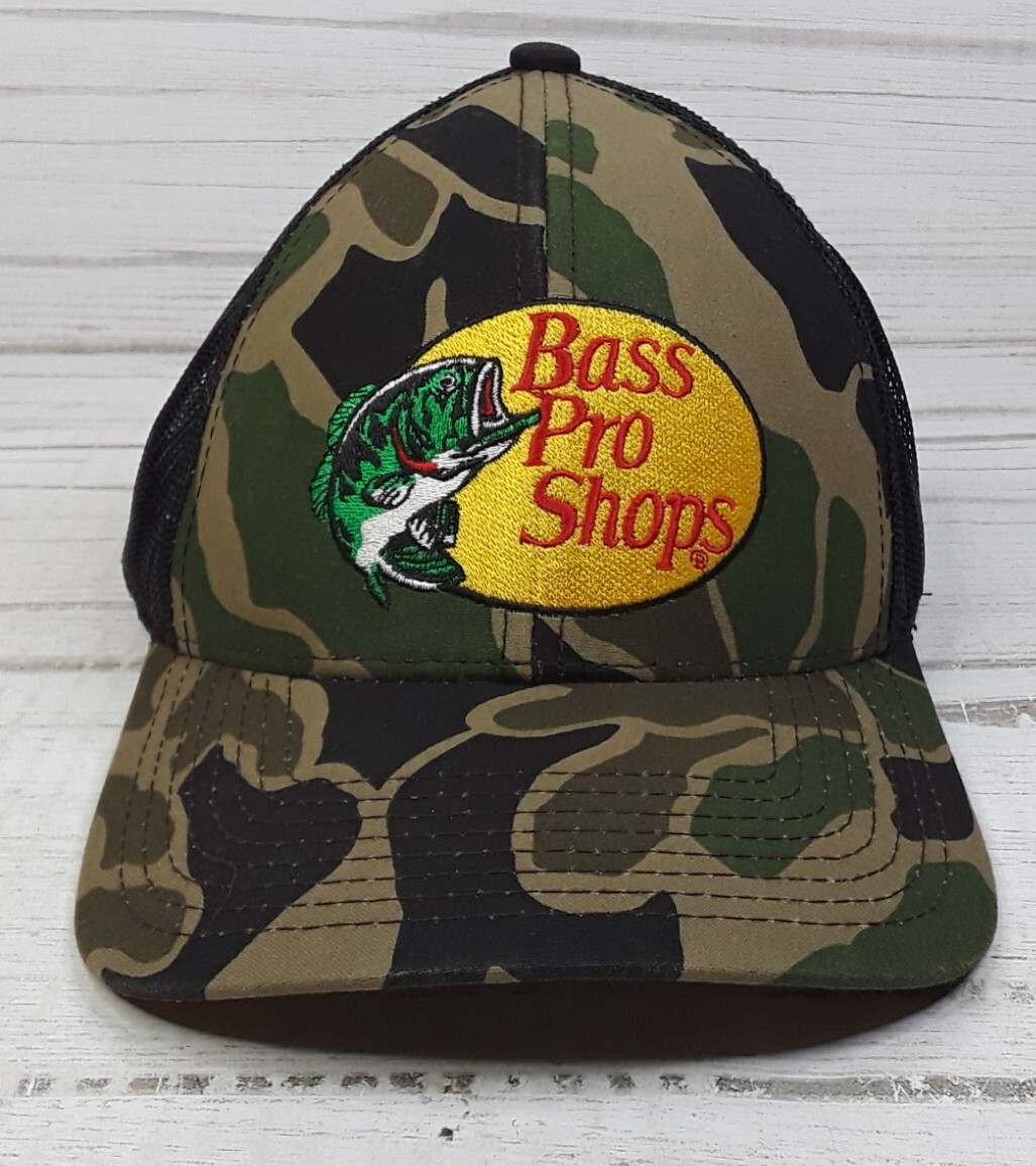 Bass Pro Shops Hat Embroidered Logo Camo Mesh Fishing Hunting