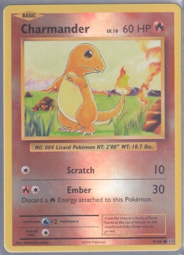 Charmander - 9/108 - Reverse Holo Common - XY Evolutions - Pokemon Card