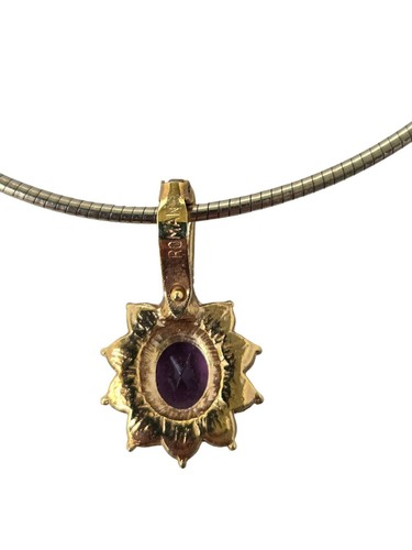 Collar romano vintage en tono oro 925 con colgante romano de diamantes de imitación púrpura y transparente - Imagen 4 de 7