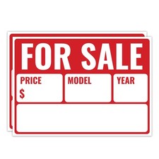 2PC For Sale Sign Car, 14 Inches by 10 Inches - 20 mil Polystyrene Plastic - ...