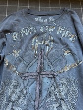 Y2K Ring Of Fire Thermal Mens shirt sz. LG Bronze/Brown/Tan/Gray 100% Cotton