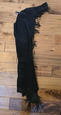 Barnstable Riding Chaps Medium Large Full Leg Fringe Western Show Black Zip Hors