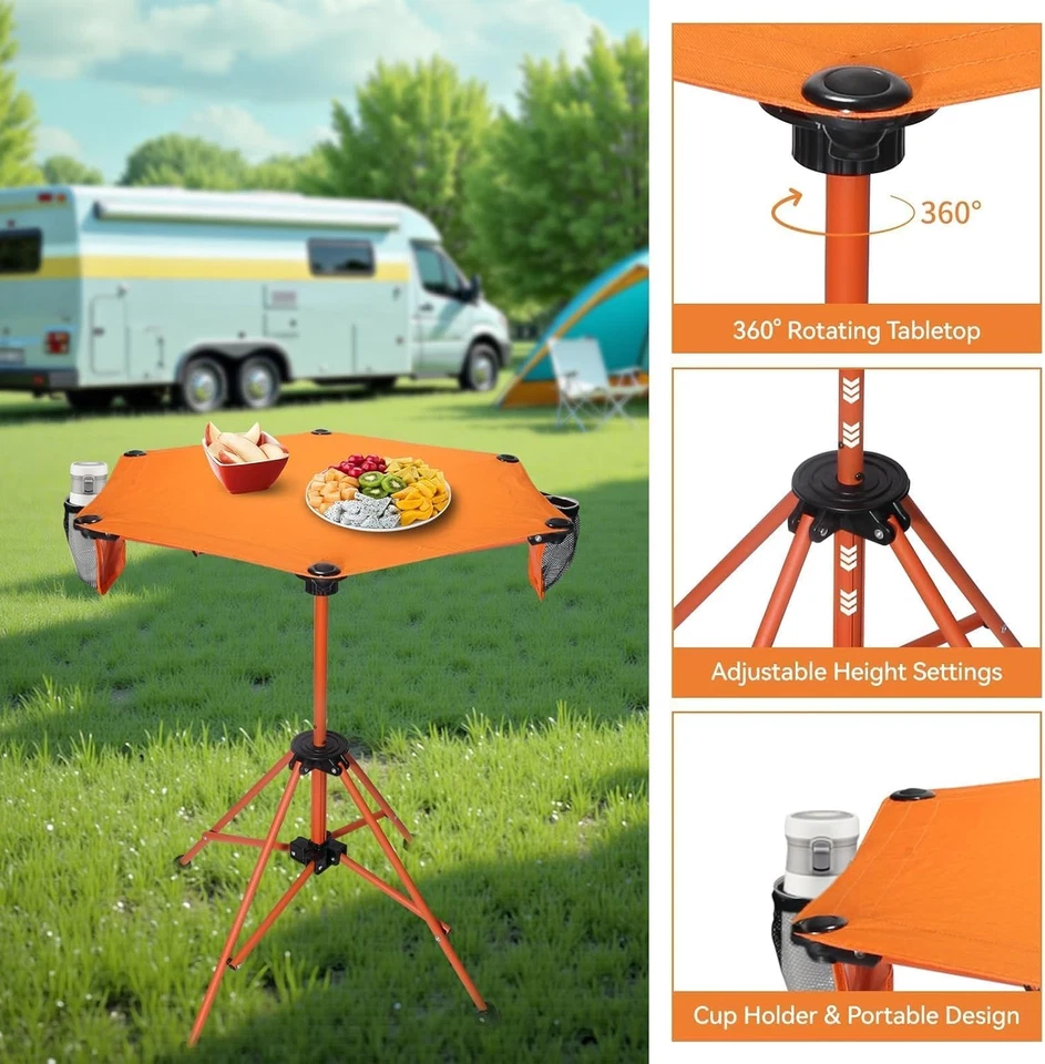 Mesa de altura de barra plegable ligera, 36 pulgadas, altura ajustable y portavasos -  Foto 4 de 4