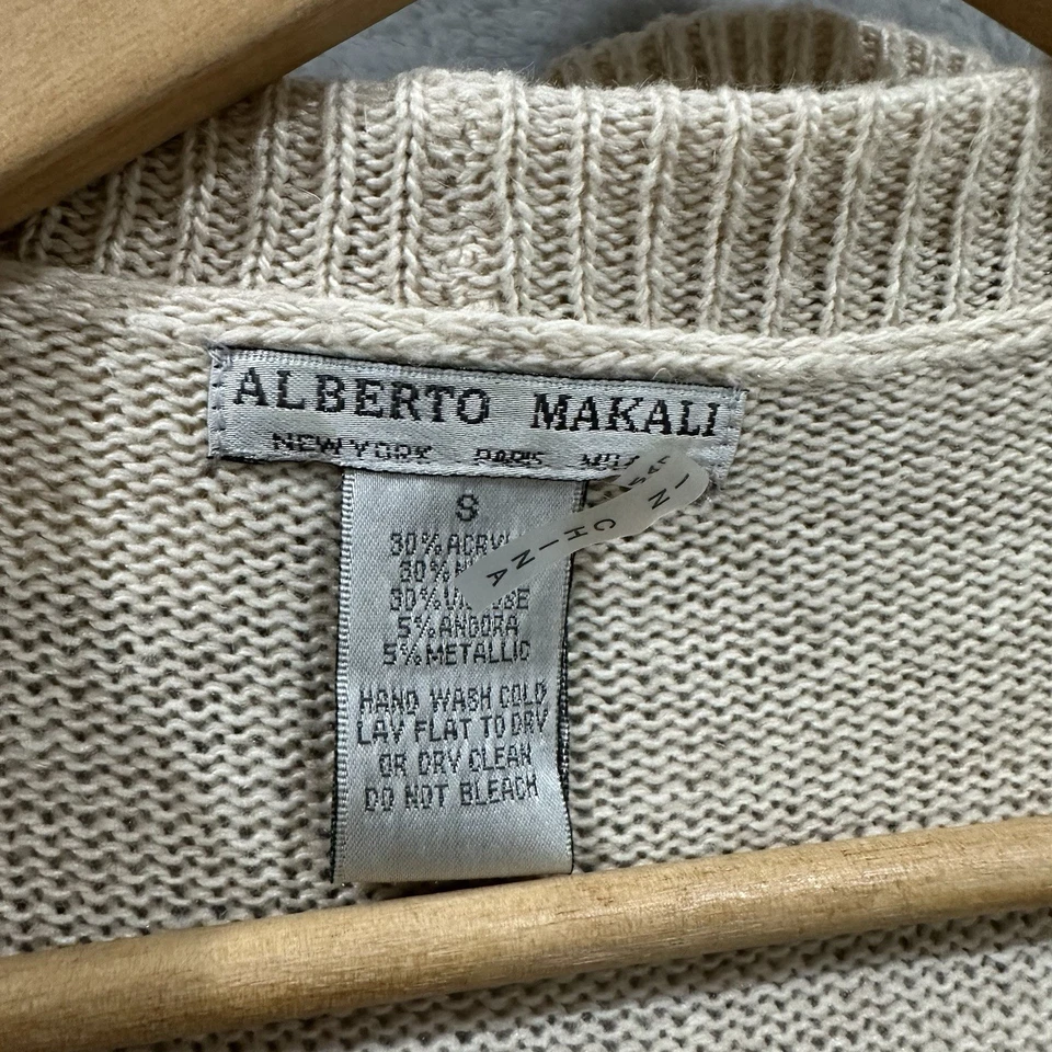 Cárdigan tejido Alberto Makali frente abierto mujer S beige manga larga volantes boho Foto 2 de 4