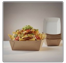 200 Kraft Paper Food Trays Disposable Takeaway Boat Snack Box Chips Nacho Fries