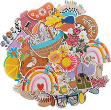 19pcs Trend Girl Iron on Patches, Flower and Girl Themed Patches Embroidered App