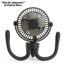 Rechargeable Stroller Fan, 4 Speeds, LED Lights and Flexible Legs, Black, Unisex