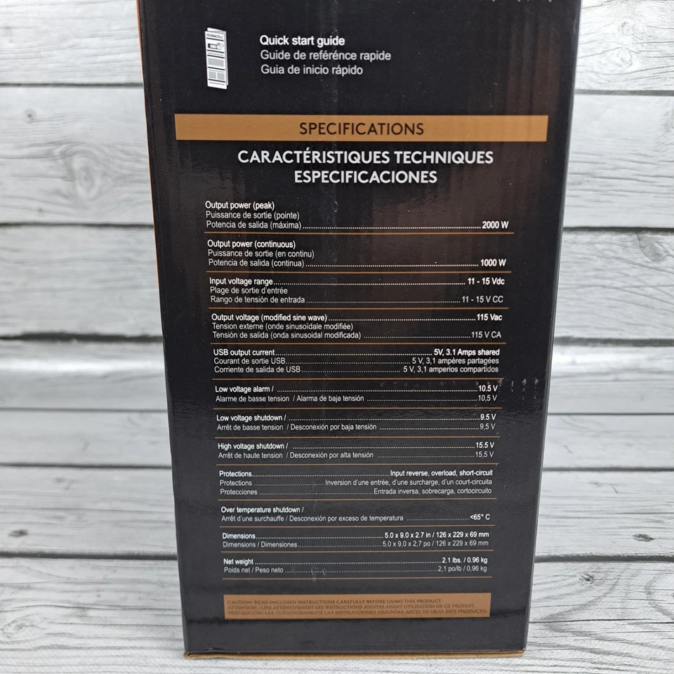 Duracell High Power Inverter 1000 Watt NEW - Image 3 of 4