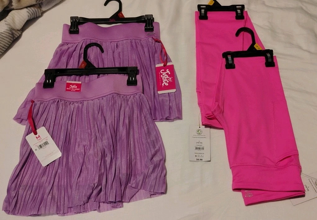 NWT Girls Clothing Lot 4pc Size 10-12 Justice Pleated Skorts Athletic Works