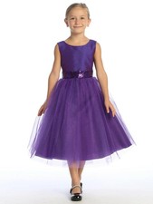 Purple Flower Girl Dress w/ shantung  sparkle tulle with sequins