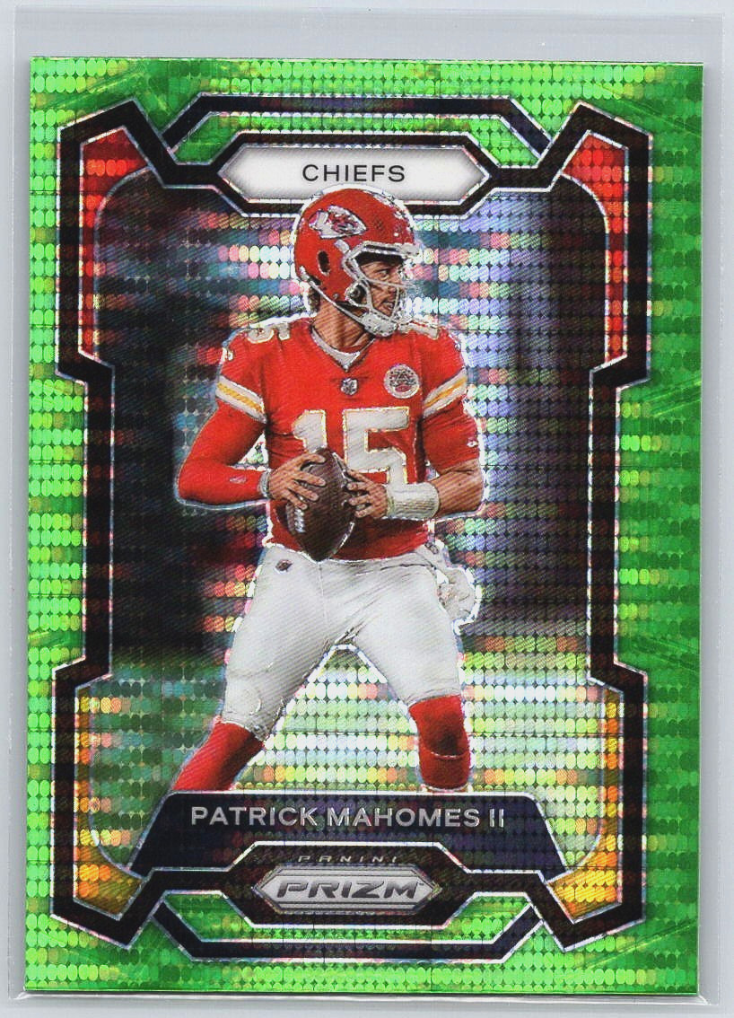 Patrick Mahomes II 2023 Panini Prizm Football #149 Neon Green Pulsar Chiefs NFL