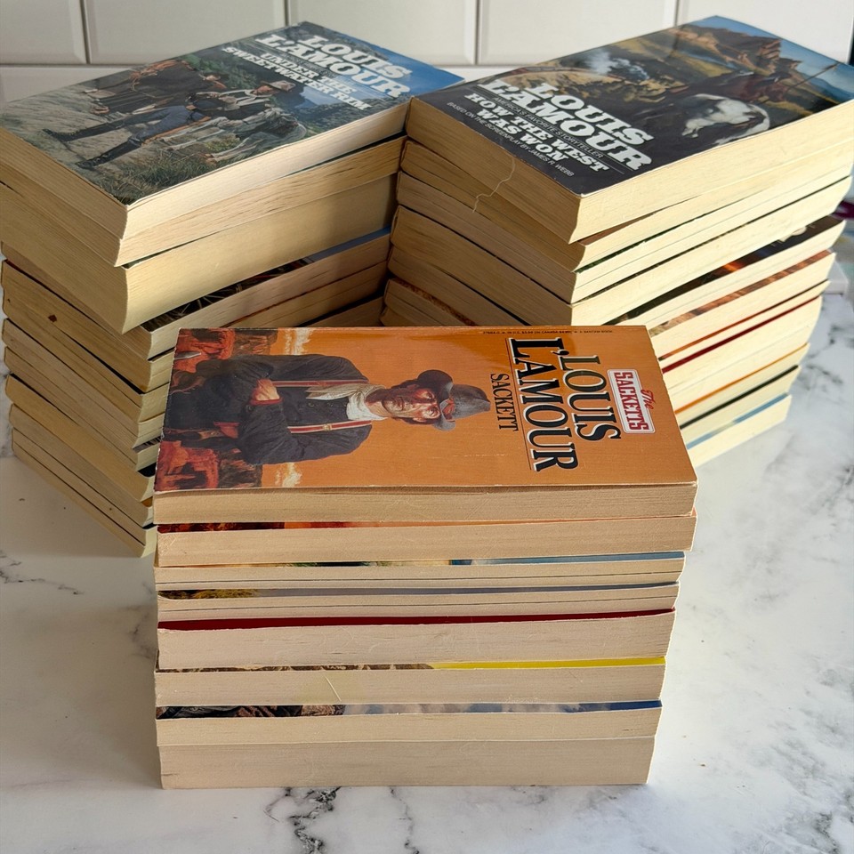 Huge Lot 98 Vintage Louis LAmour Western Paperback Books Collection ...
