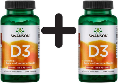 2 x Swanson Vitamin D-3, 1000 IU High Potency - 250 caps (44,75 EUR/kg)