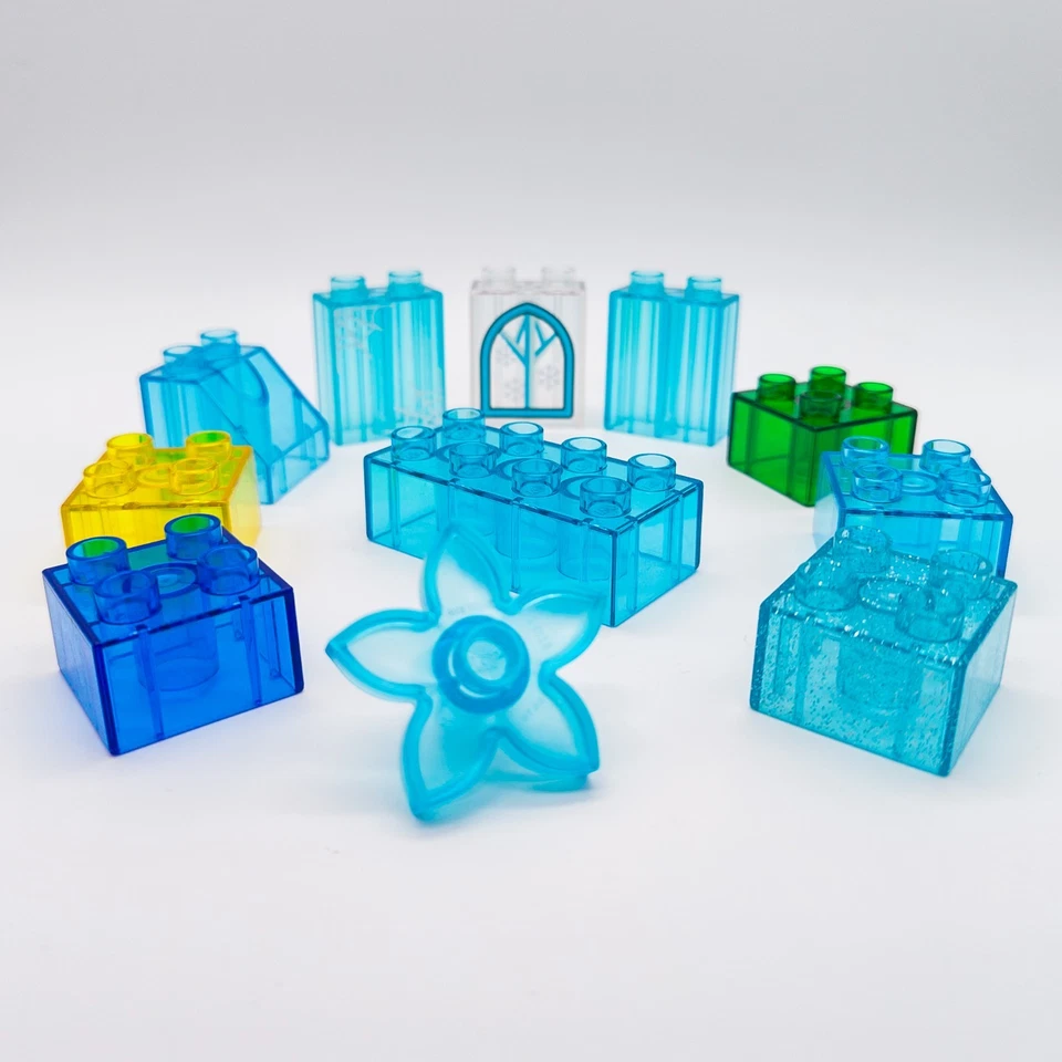 LEGO DUPLO Glassteine transparent Wasser Frozen Eisblume Glitzer blau grün gelb - Bild 4 von 4