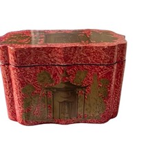 Carolyn Sheffield Deckeldose rot/gold Pagode orientalisch Made in England sehr guter Zustand