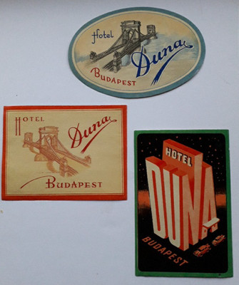 Lot 3 Hotel  Duna ( Budapest) ( Hungaria)  Deco  luggage Label 