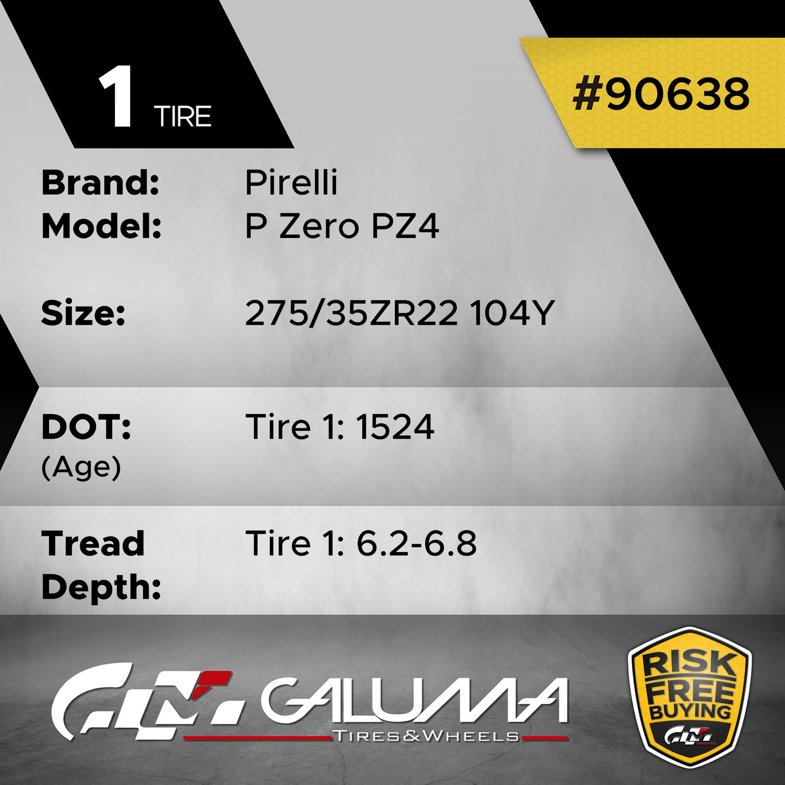 1 (One) Tire Pirelli P Zero PZ4 Bentley 275/35ZR22 275/35/22 2753522 104Y #90638