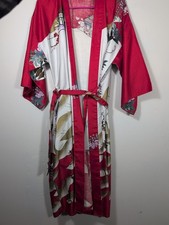 ICHIBAN MADE IN JAPAN YUKATA KIMONO / Robe WHITE/RED/GOLD SWAN  FLORAL Size 42