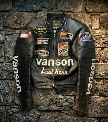 Vanson One Star unique Leather Motorcycle Race Jacket Black