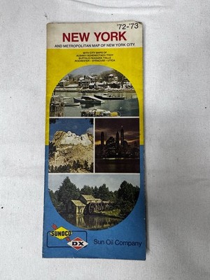1972-73 Sun Oil Co (SUNOCO) Map New York And Metro NYC