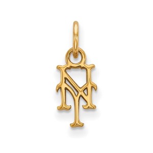 Authentic Gold Plated Sterling Silver MLB LogoArt York Mets Extra Small Pendant