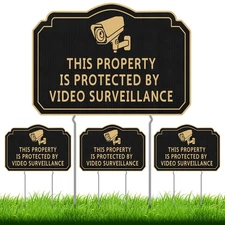 Leinuosen 4 Pcs This Property Is Protected by Video Surveillance Sign 14" x 1...