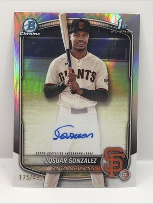 2025 Bowman Chrome Josuar Gonzalez 1st Prospects Refractor Auto /499 #CPA-JD SFG
