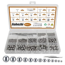 840 Pcs Stainless Steel Bearing Balls, Metric Precision Bike Bearings, Assort...