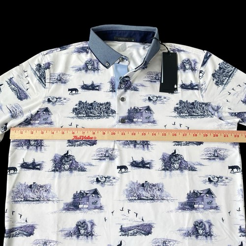 Greyson Golf Lake Champlain Print Short Sleeve Polo Shirt Size Medium $118 - Picture 3 of 7