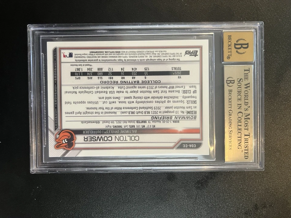 2021 Bowman Chrome 1st Colton Cowser Purple 88/299 BGS 9.5 Auto 10 - Image 2 of 2