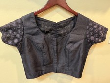 RARE Biyu Being With You Silk Front Button Saree Blouse Black See Measurements