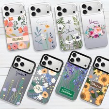 Customized Flower Print Phone Case For iPhone 16 14 15 Pro Max 13 17 Laser Cover